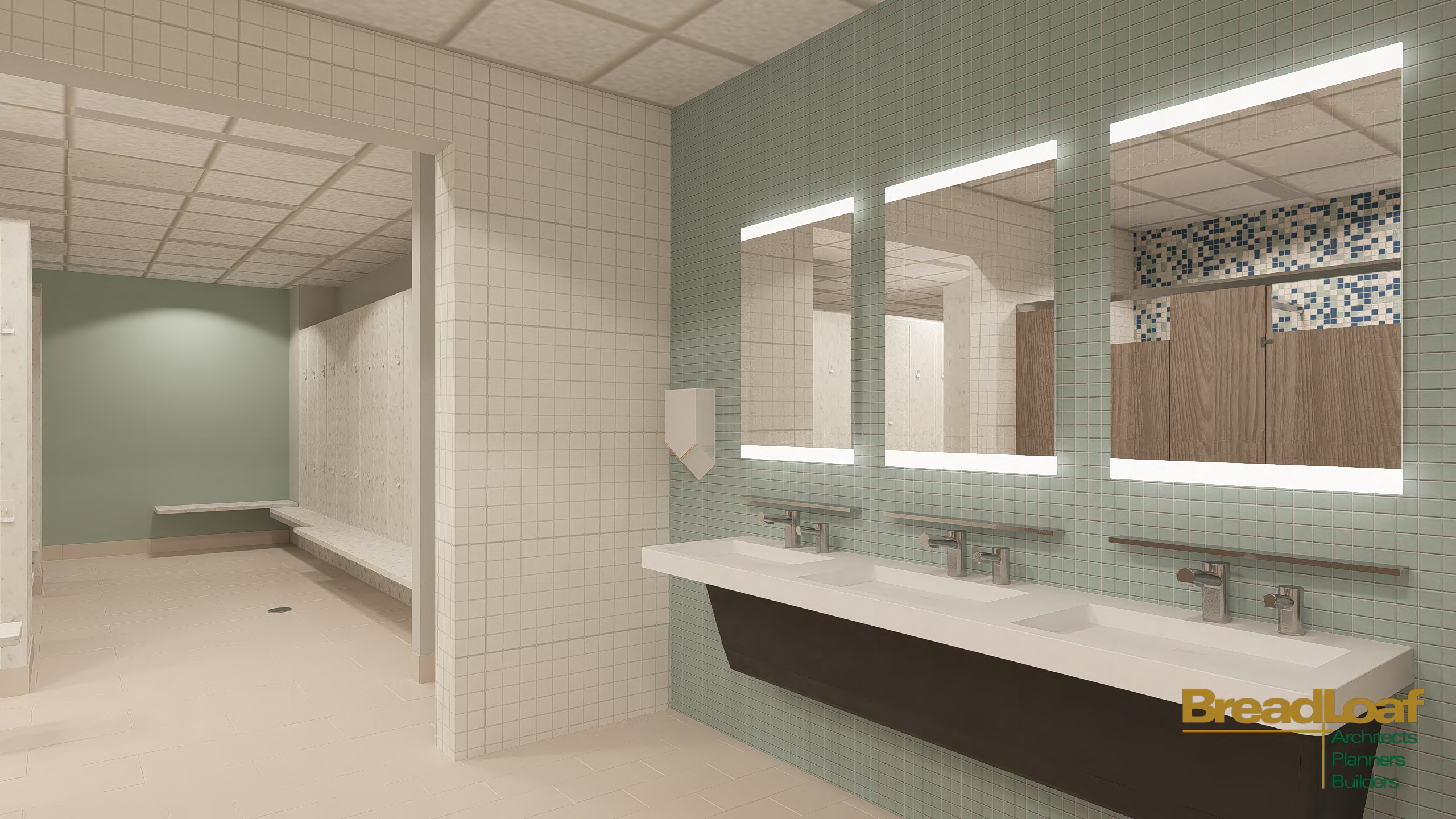 Architectural rendering of new UVAC sinks and locker area