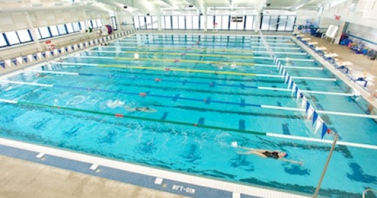 swim team member in pool