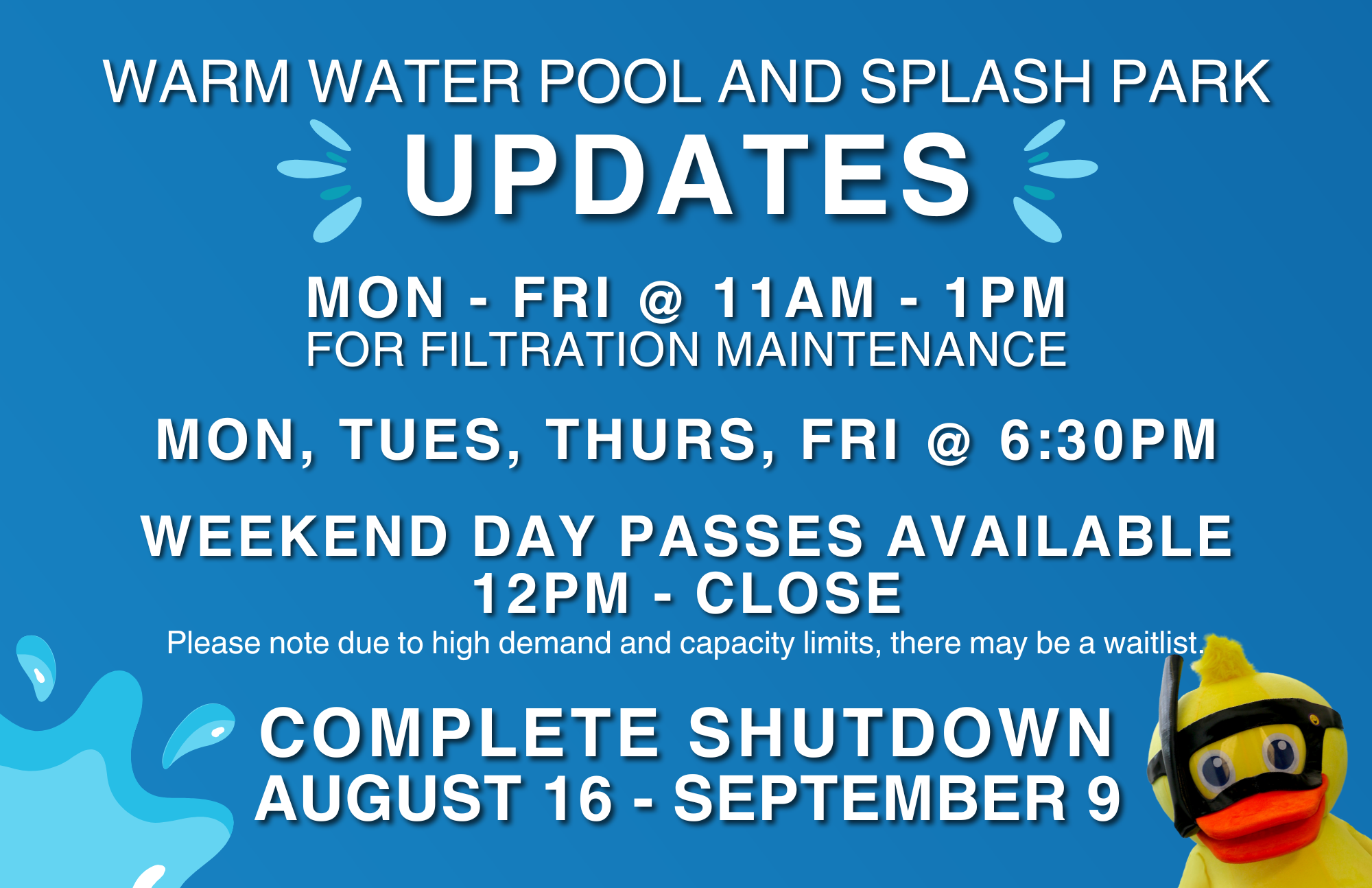 UVAC Warm Water Pool & Splash Park Update 072224